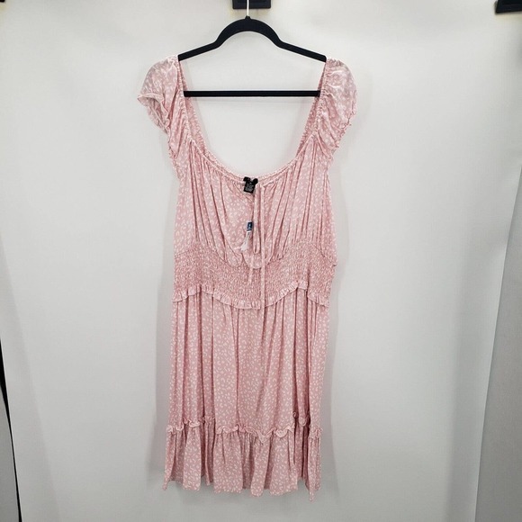 Rue21 animal print dress womens plus size 3x off shoulder cinched waist pink - Picture 2 of 14